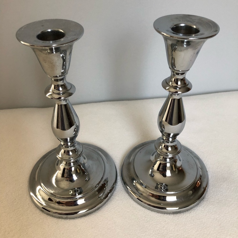 Vintage Chrome Candlestick Holders